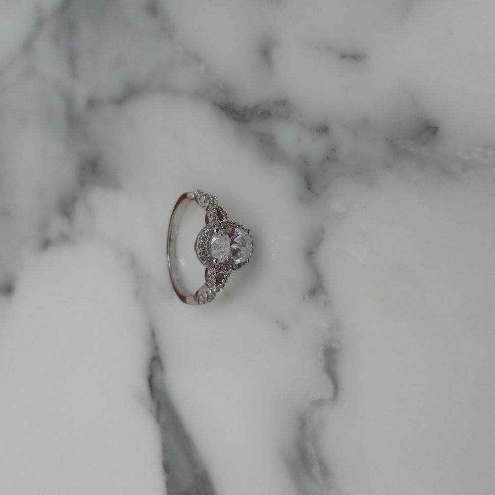 Engagement Ring Sterling Silver Cubic Zirconia Size 7